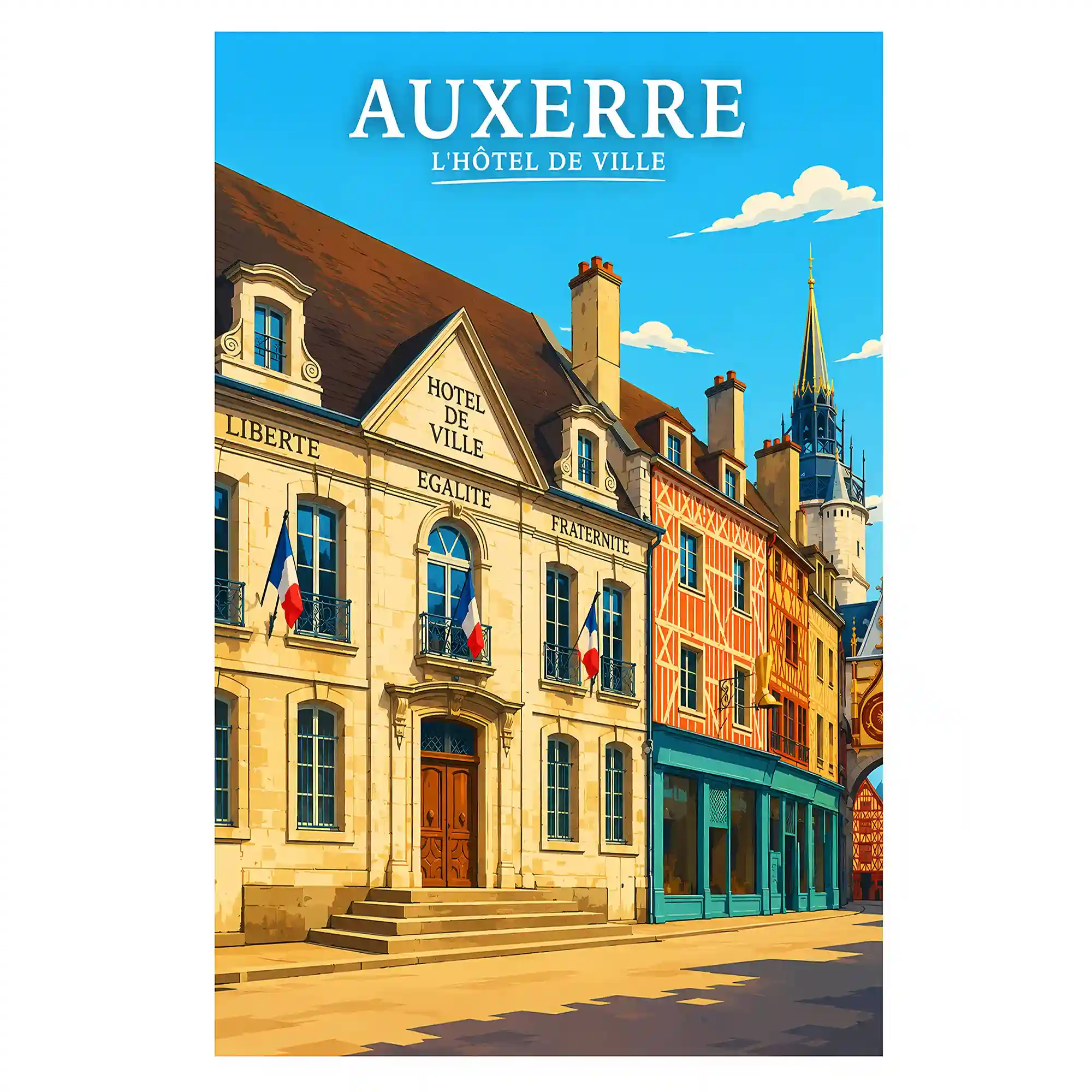 Affiche - Auxerre - L'Hôtel de Ville